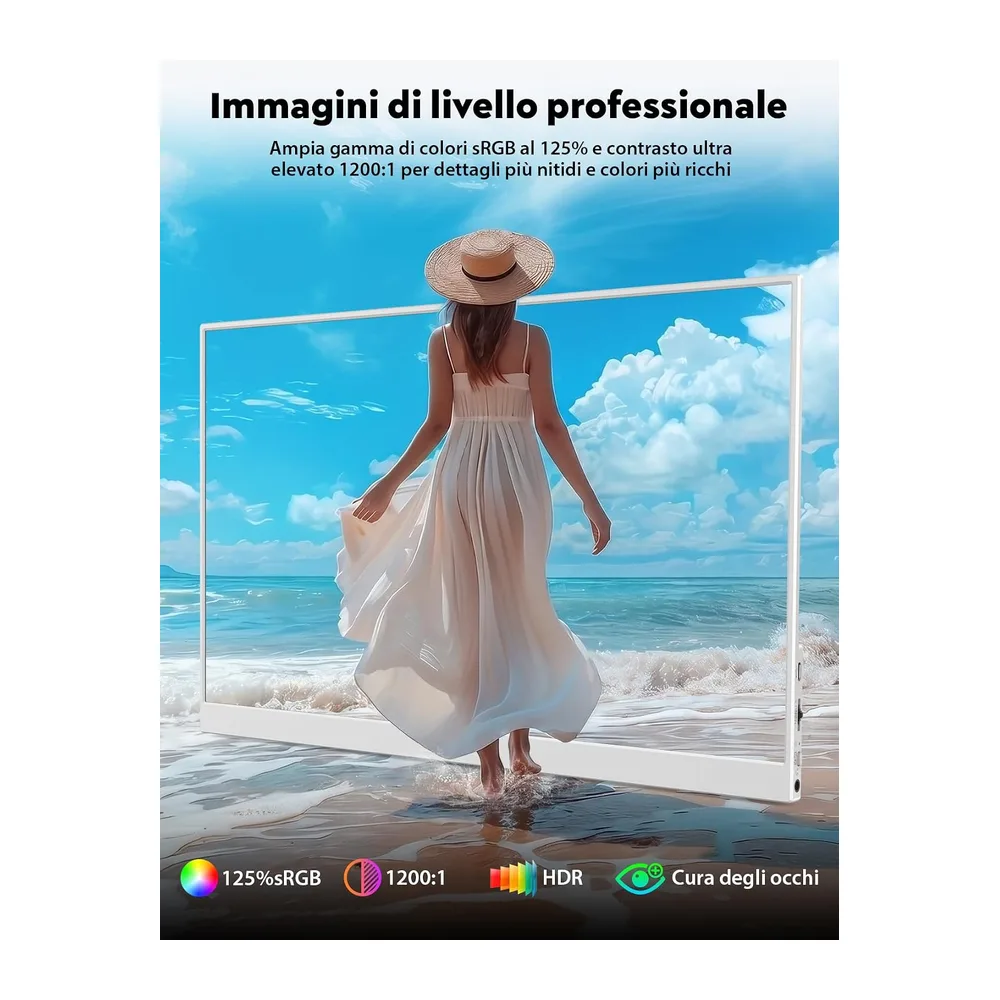 15,6" Monitor Portatile,1080P Schermo Portatile con Support&Custodia Tripla [Classe di efficienza energetica — 2