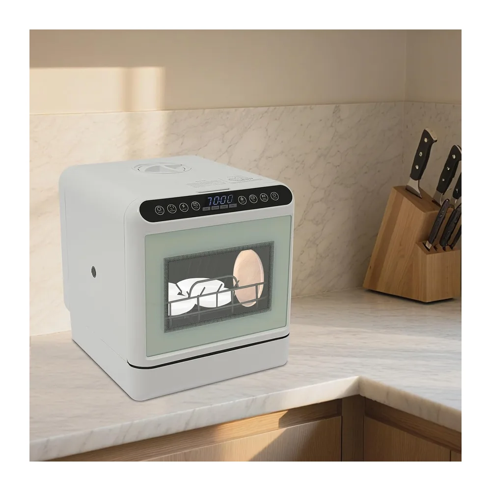 Mini lavastoviglie senza connettore, lavastoviglie mobile da tavolo con serbatoio dell'acqua da 6 l, braccio — 5