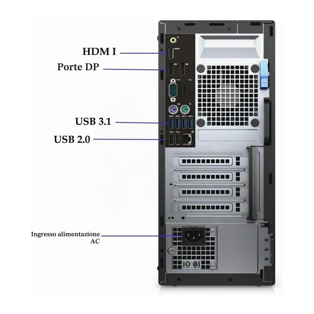 Dell Optiplex 5050 Mini Tower Desktop, Intel Core i5-6500, 16 GB di RAM, SSD 256 GB, Wi-FI, Bluetooth, — 3