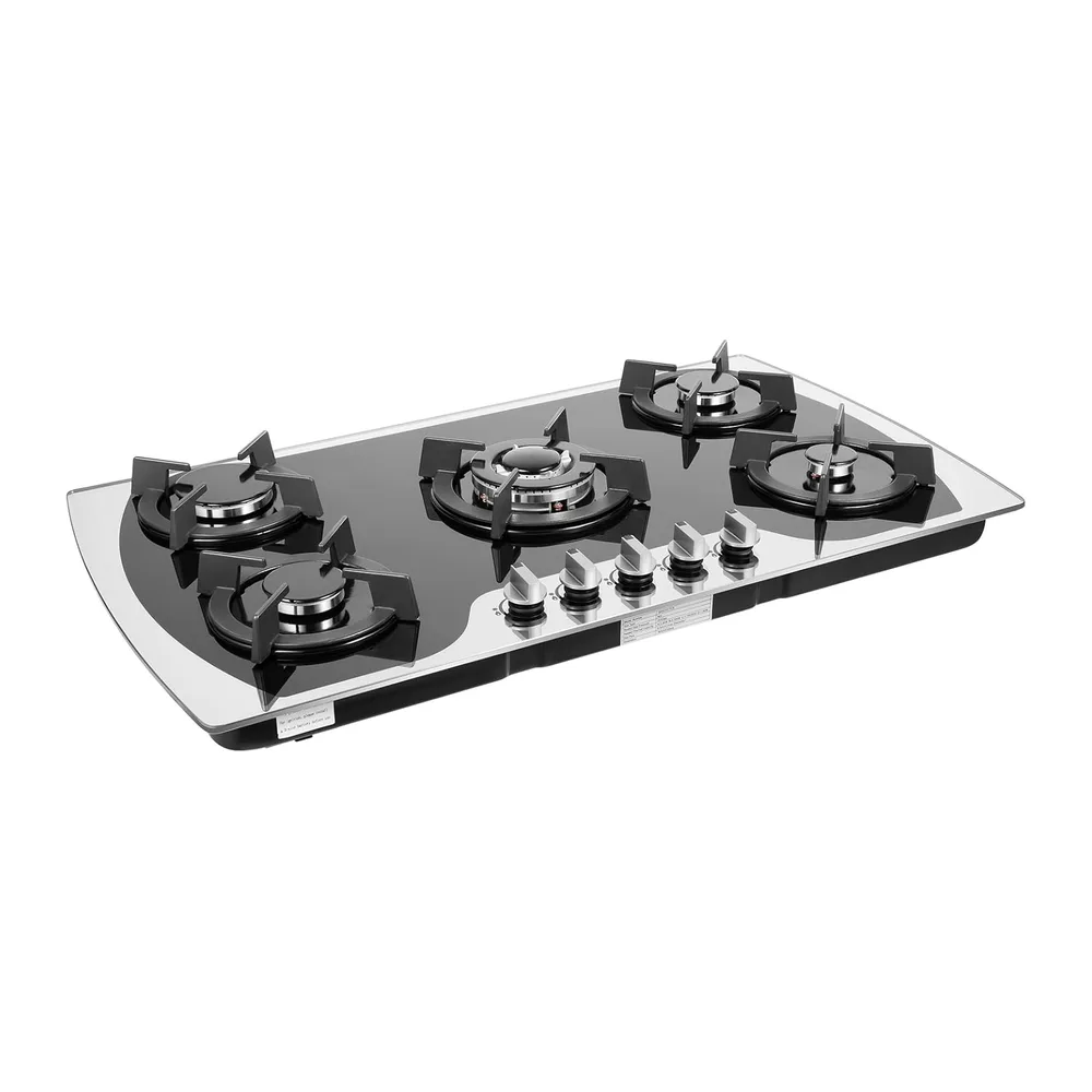 Piano cottura a gas 5 fuochi in vetroceramica 90x51cm