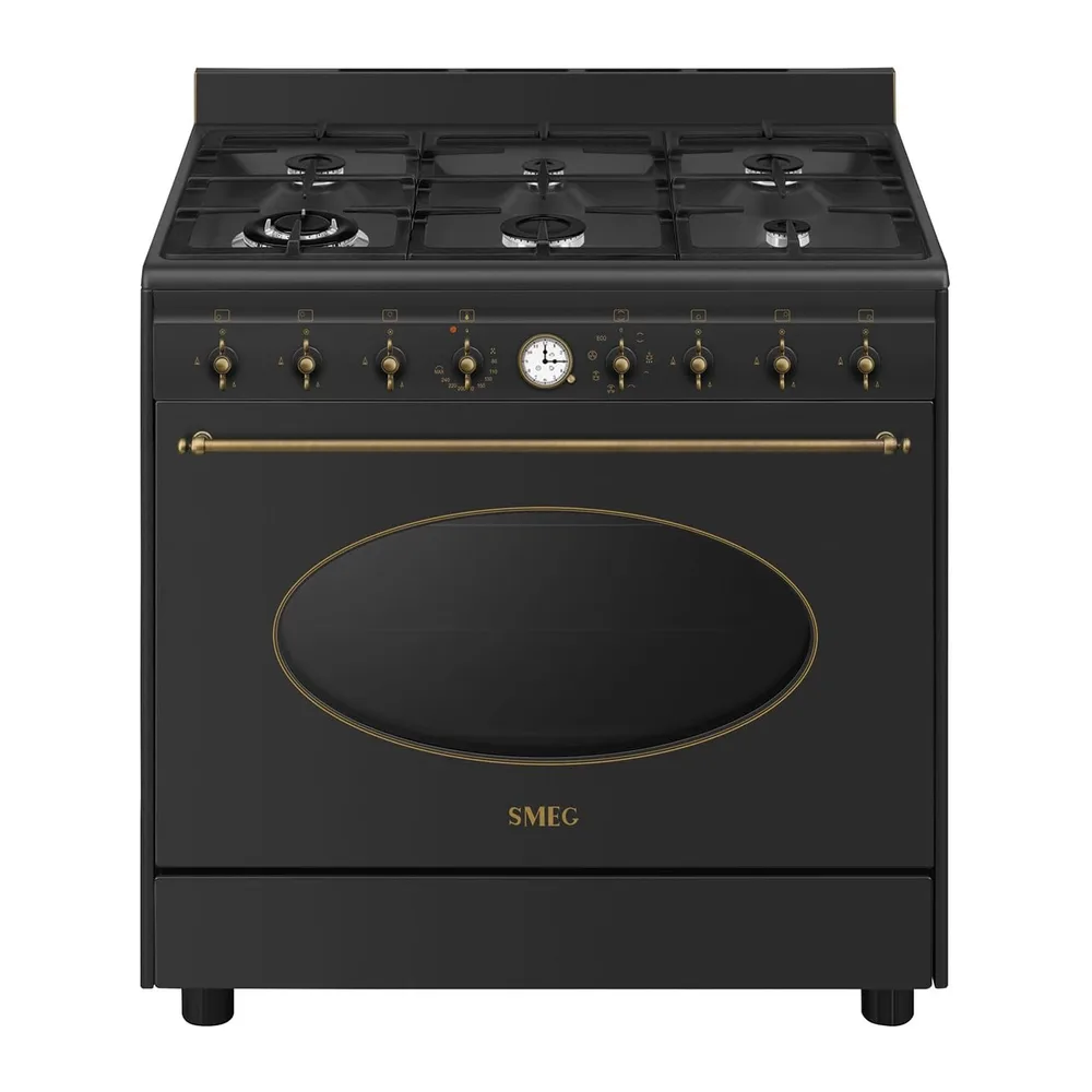 Smeg CO90GMAN2 Cucina A Gas, 90 Cm, 6 Bruciatori, Linea Coloniale, Forno Elettrico Multifunzione, Vapor