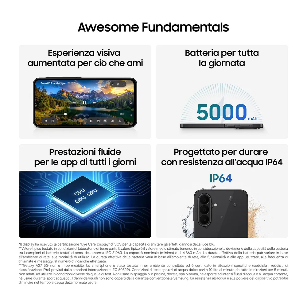 Samsung Galaxy A27 5G, 128GB, RAM 6GB, Black [Versione Italiana] [Classe di efficienza energetica A] — 5