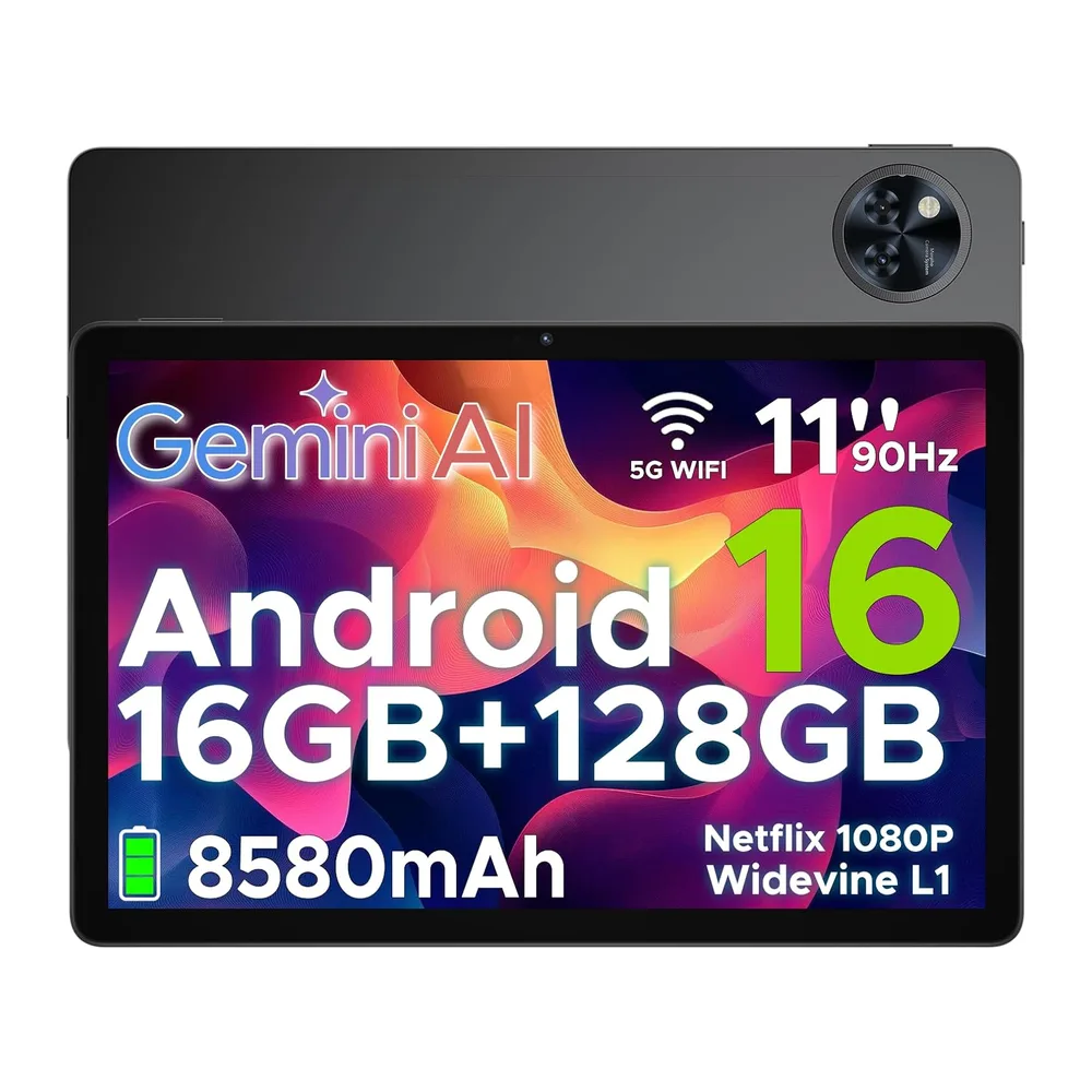 U11 Android 16 Tablet 11 Pollici Gemini AI 16GB RAM +128GB ROM (2TB TF) 8580mAh,Unisoc T7200 Octa-Core