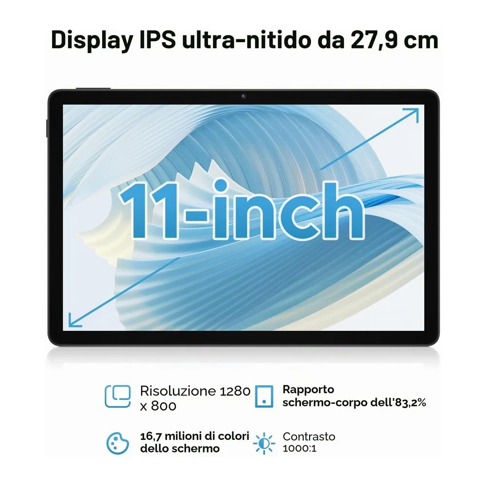 U11 Android 16 Tablet 11 Pollici Gemini AI 16GB RAM +128GB ROM (2TB TF) 8580mAh,Unisoc T7200 Octa-Core — 6