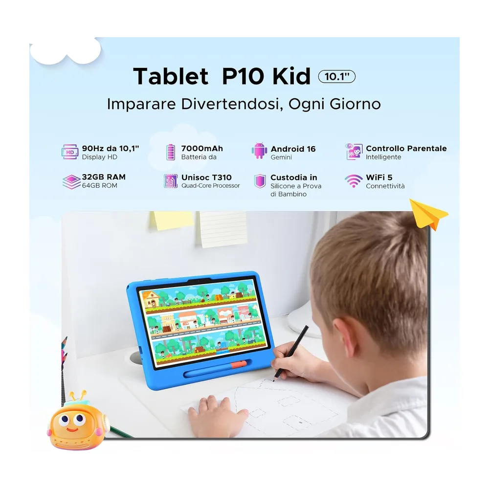P10 Kid Tablet con Penna Custodia in Silicone — 2