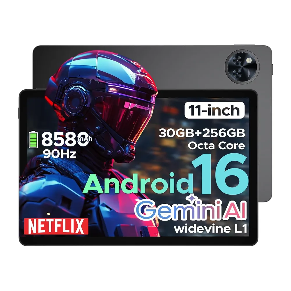 U11 Pro Android 16 Tablet 11 Pollici, 30GB RAM+256GB ROM (2TB TF), Unisoc T7200 Octa Core Tablet PC, 8580mAh,