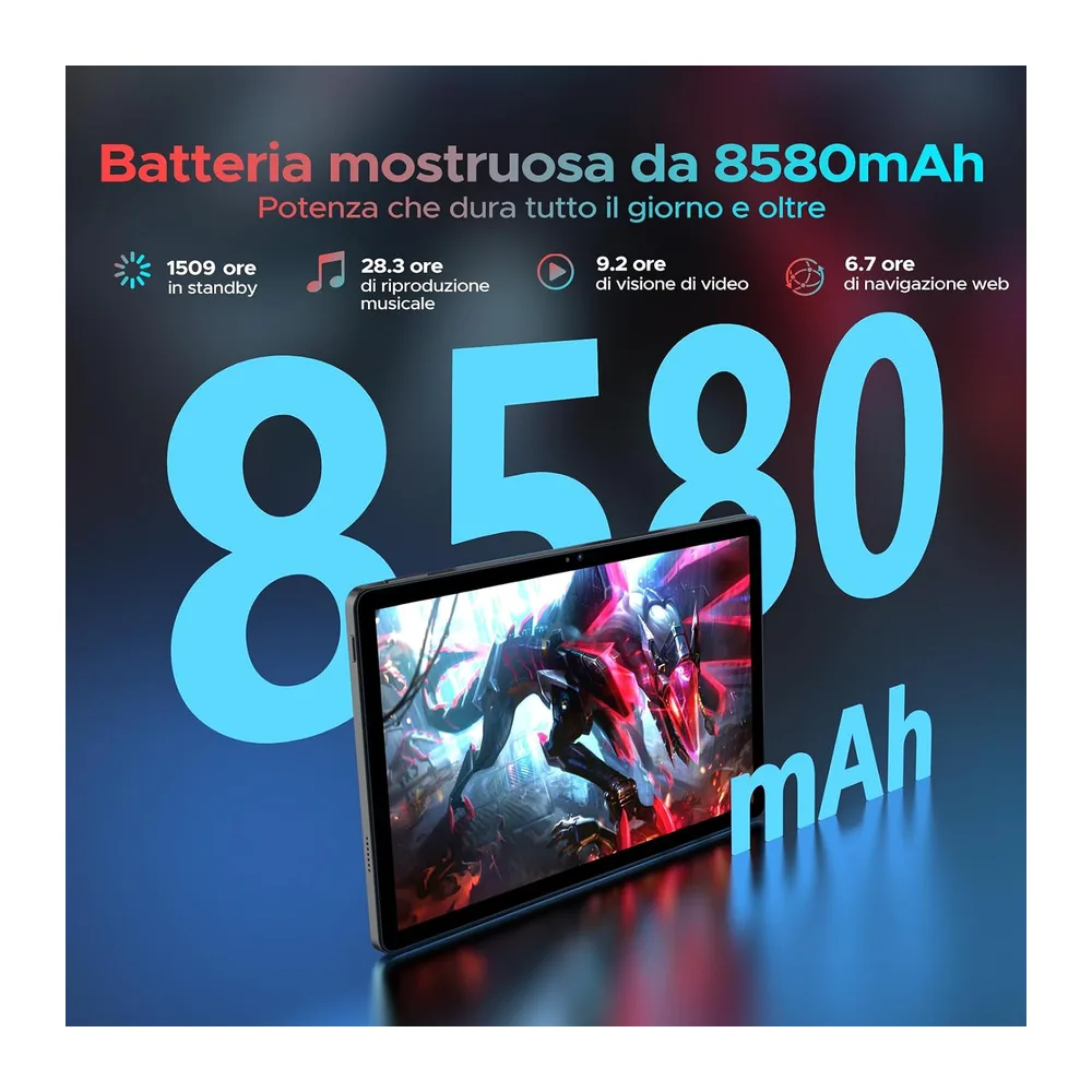U11 Pro Android 16 Tablet 11 Pollici, 30GB RAM+256GB ROM (2TB TF), Unisoc T7200 Octa Core Tablet PC, 8580mAh, — 4