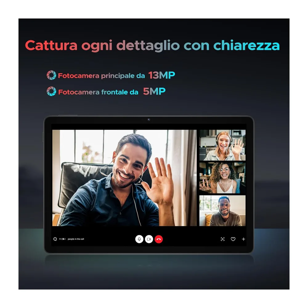 U11 Pro Android 16 Tablet 11 Pollici, 30GB RAM+256GB ROM (2TB TF), Unisoc T7200 Octa Core Tablet PC, 8580mAh, — 6