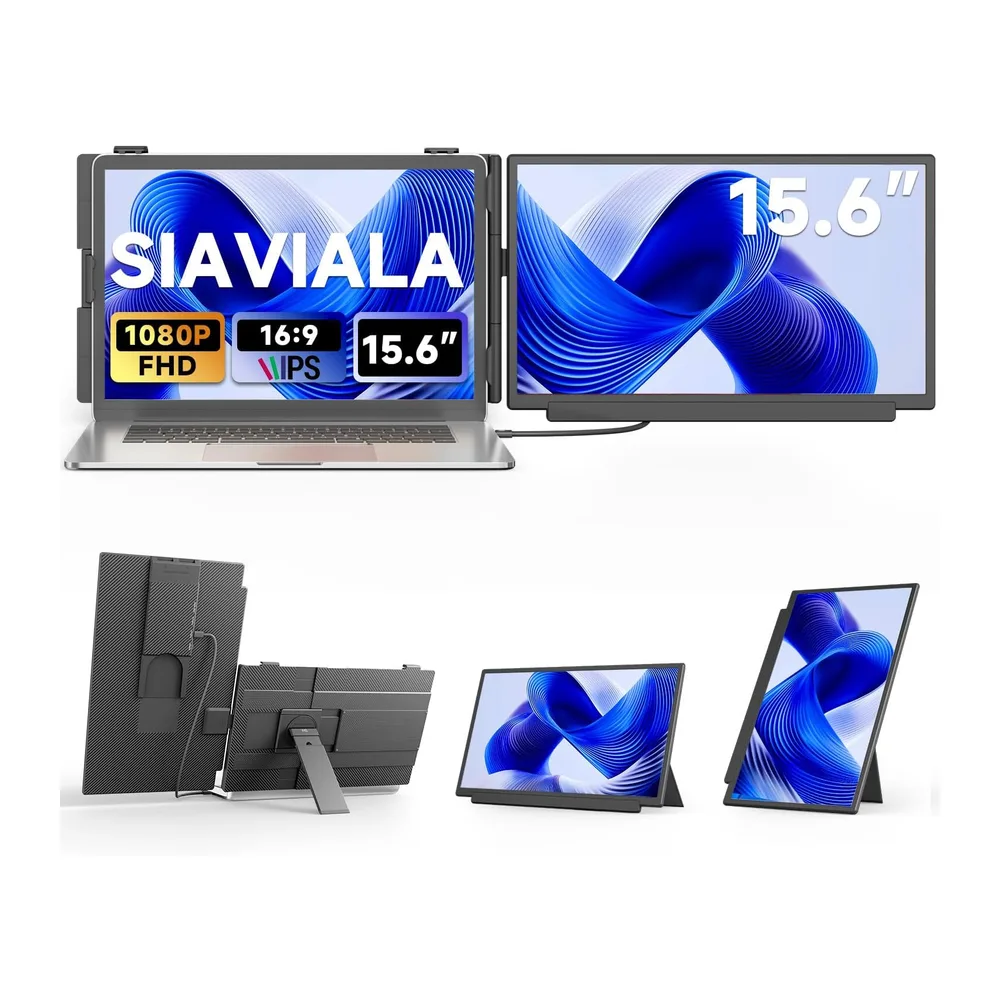 Monitor portatile 15,6", Triplo Schermo PC Portatile 1080P FHD, Schermo Portatile ruotabile di 235° per
