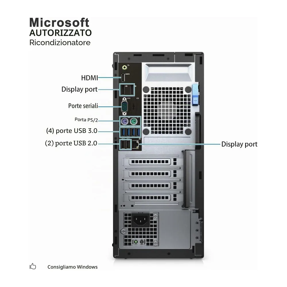 Dell Optiplex 7050 Mini Tower Desktop, Intel Core i5-7500T, 16 GB di RAM, SSD da 256 GB, Wi-Fi, Bluetooth, — 4