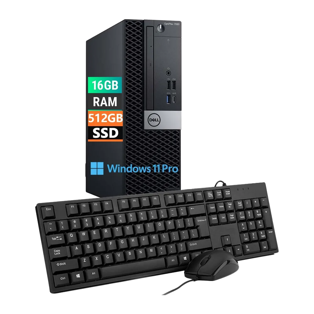 Dell Optiplex 7060 SFF Desktop, Intel Core i5-8500, 16 GB di RAM, SSD 512 GB, Wi-FI, Bluetooth, tastiera