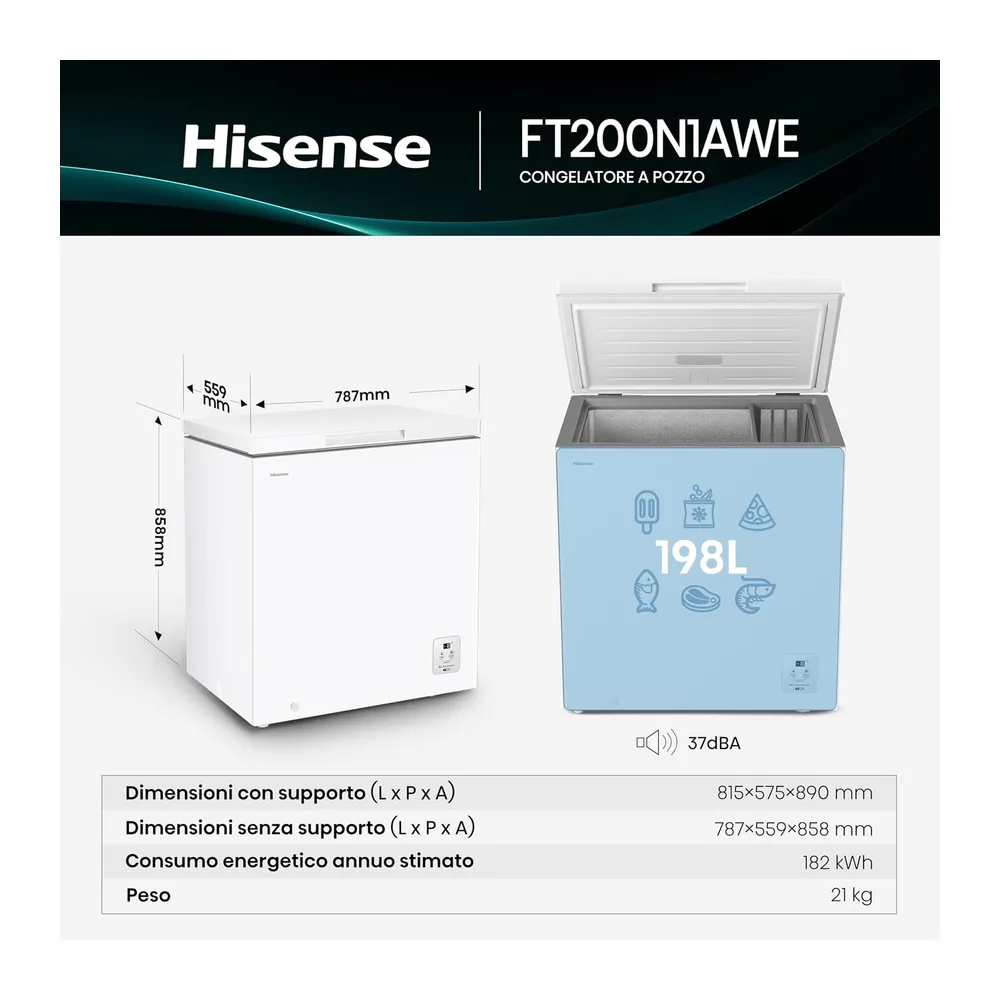 Hisense FT200N1AWE NUOVO Congelatore a pozzo 198 litri — 2