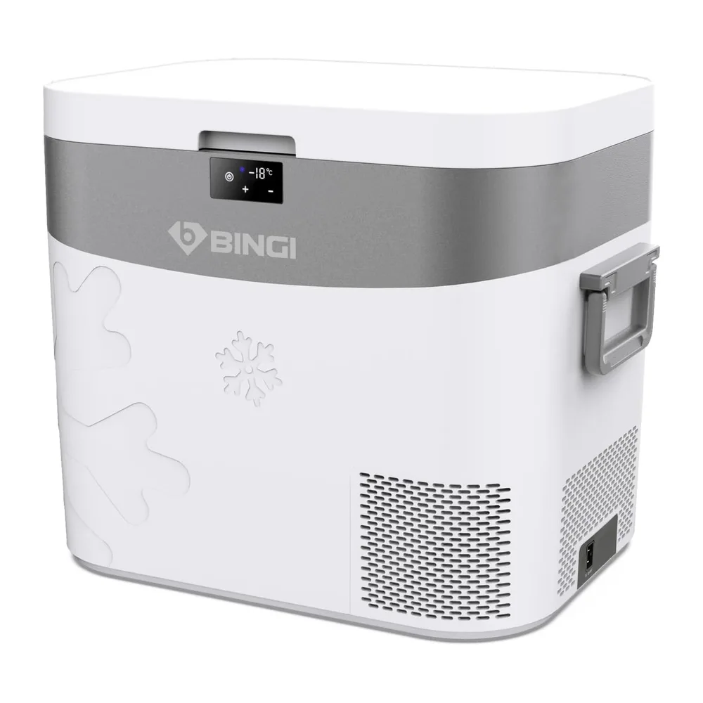 BINGI - Frigorifero con compressore, 22 l, mini frigorifero elettrico portatile, 12/24 V DC, congelatore