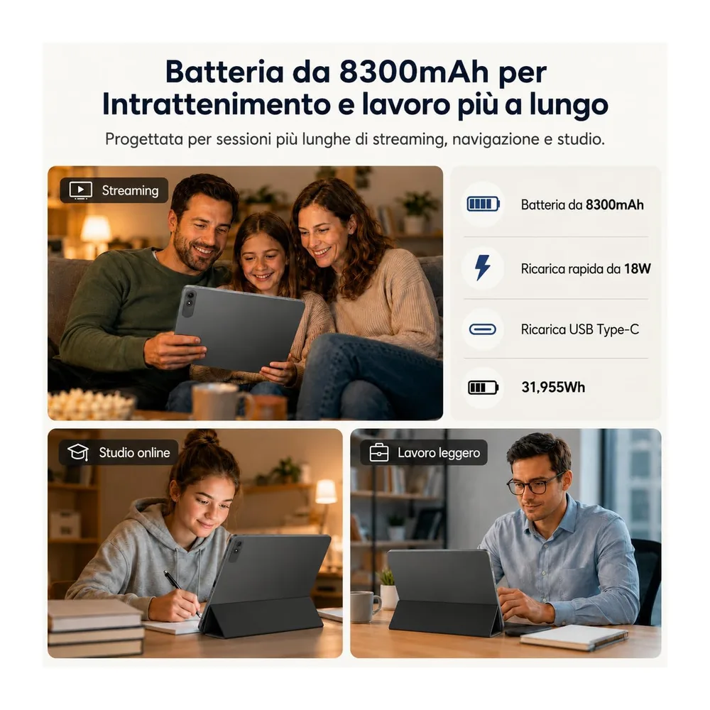 Tablet 13.4 Pollici con Tastiera Penna, 120Hz Display Tablet Android 16, 24GB RAM+256GB ROM(2TB) Tablet PC, — 5