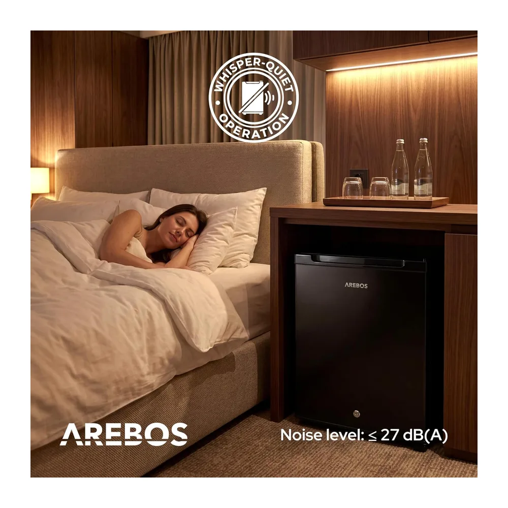 AREBOS Mini Frigorifero 40L | Mini Bar Silenzioso ≤27 dB | Frigorifero Compatto con Serratura, LED & — 3