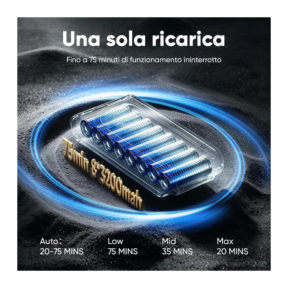Aspirapolvere Senza Fili 650W/65000Pa/75Min Scopa Elettrica Senza Fili — 3