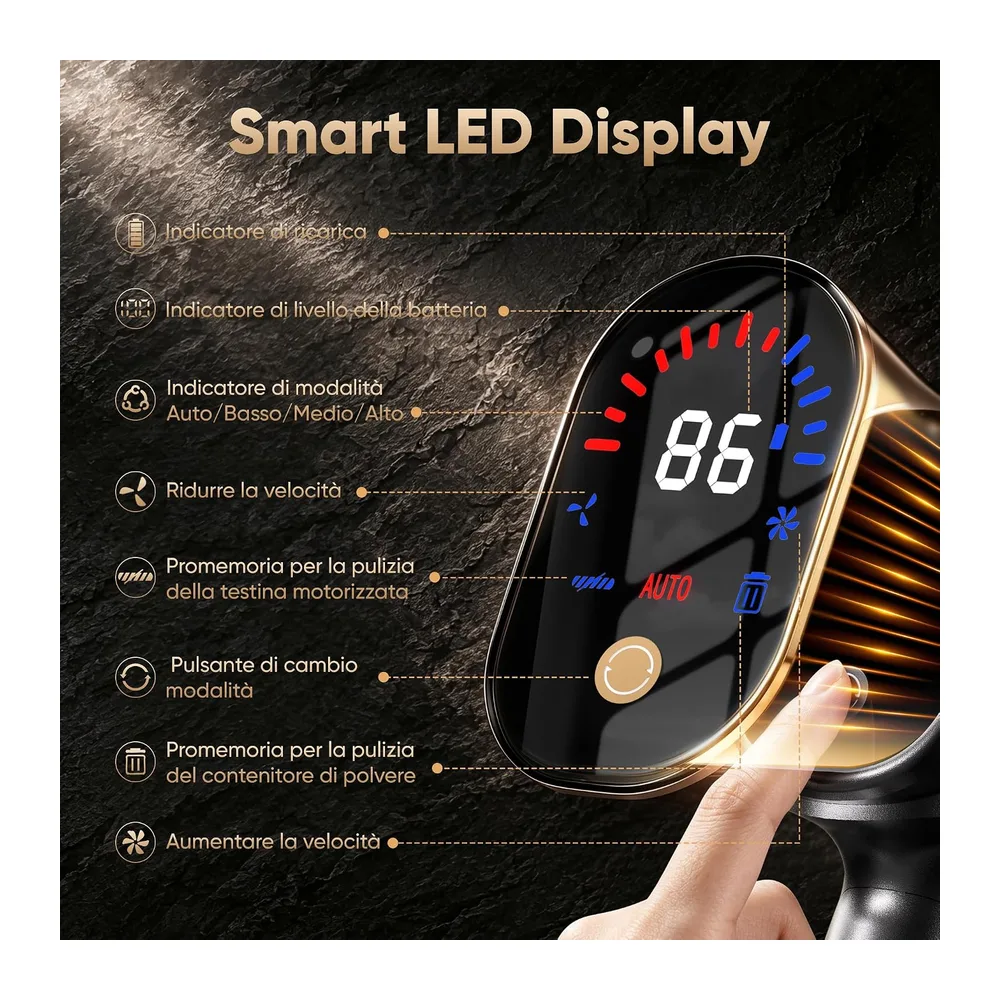 Aspirapolvere Senza Fili 650W/65000Pa/75Min Scopa Elettrica Senza Fili — 4