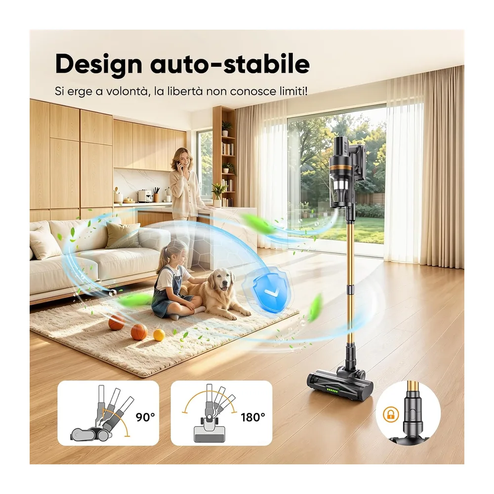 Aspirapolvere Senza Fili 650W/65000Pa/75Min Scopa Elettrica Senza Fili — 6