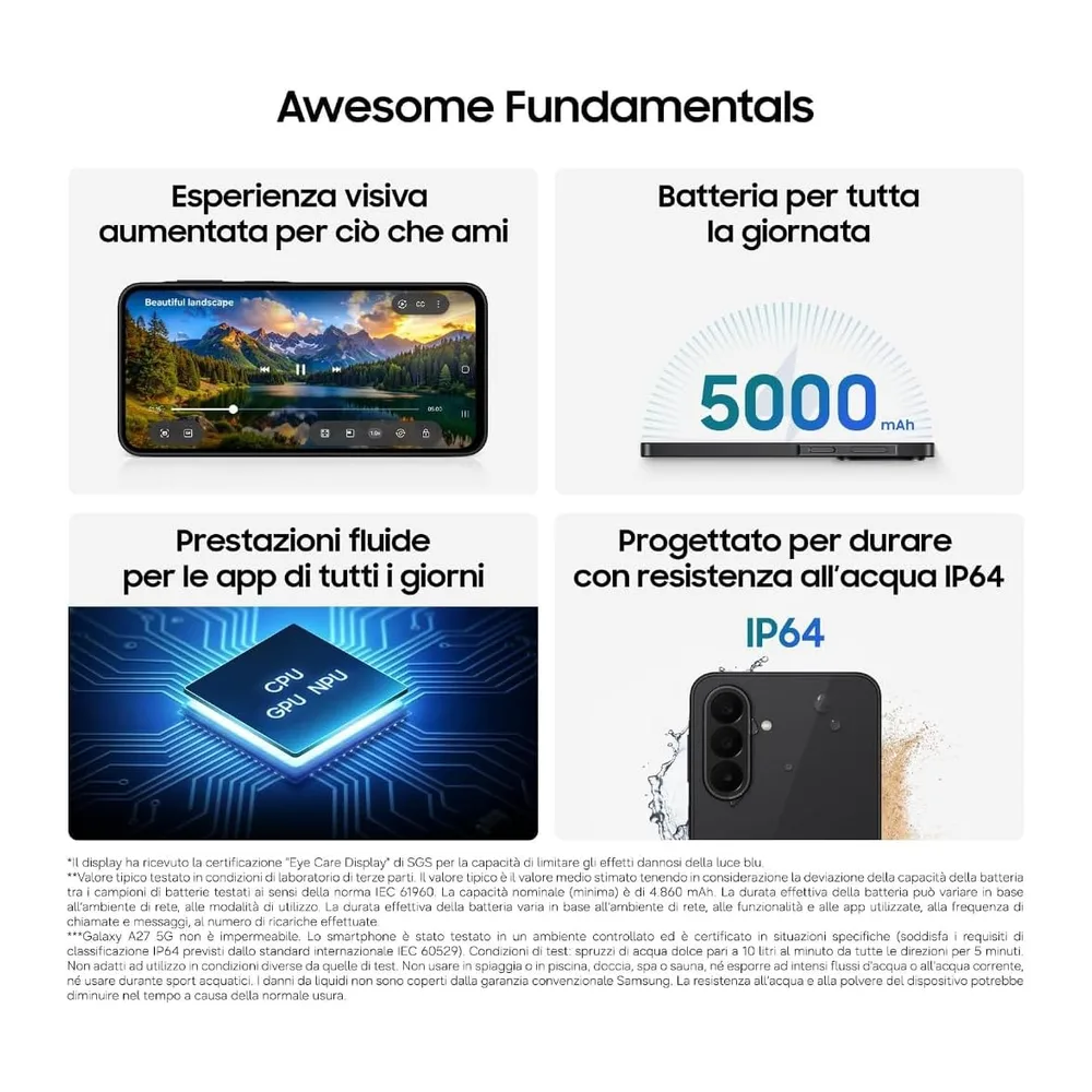 Samsung Galaxy A27 5G, 256GB, RAM 8GB, Black - Garanzia 2 Anni [Classe di efficienza energetica A] — 2