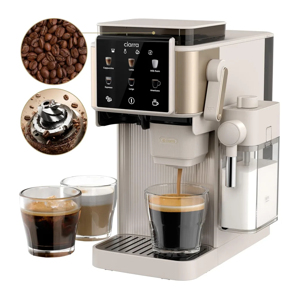CIARRA CBSACM-D6 Macchina Caffè Espresso 15Bar con Macinacaffè e Montalatte