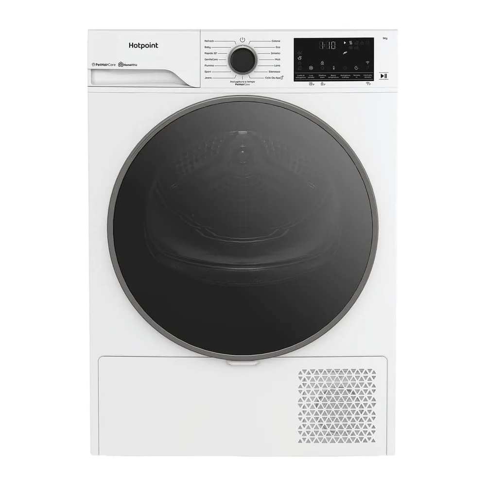 HPT 96D BS IT - Asciugatrice Classe A 9 Kg con Pompa di Calore Wifi Libera Installazione [Classe di