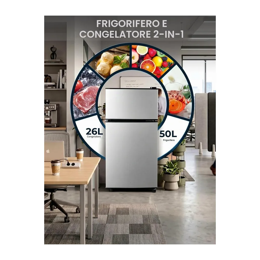 FOHERE Mini Frigorifero con Congelatore 76L — 3