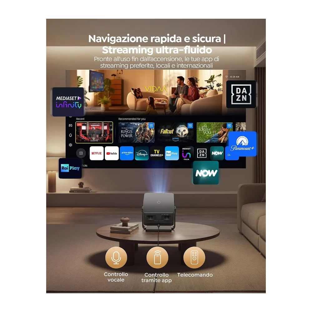 【2500 ANSI/56W Dolby Hi-Fi】Proiettore 4K Smart TV Vidaa Sistema AirPlay2 Controllo Vocale — 6