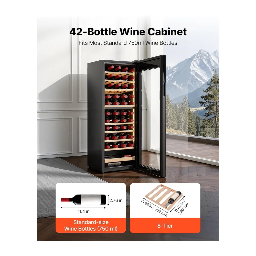 VEVOR Cantinetta per Vino Autoportante, Cantina Vino Capienza 42 Bottiglie Doppia Zona, Enoteca Domestica — 2