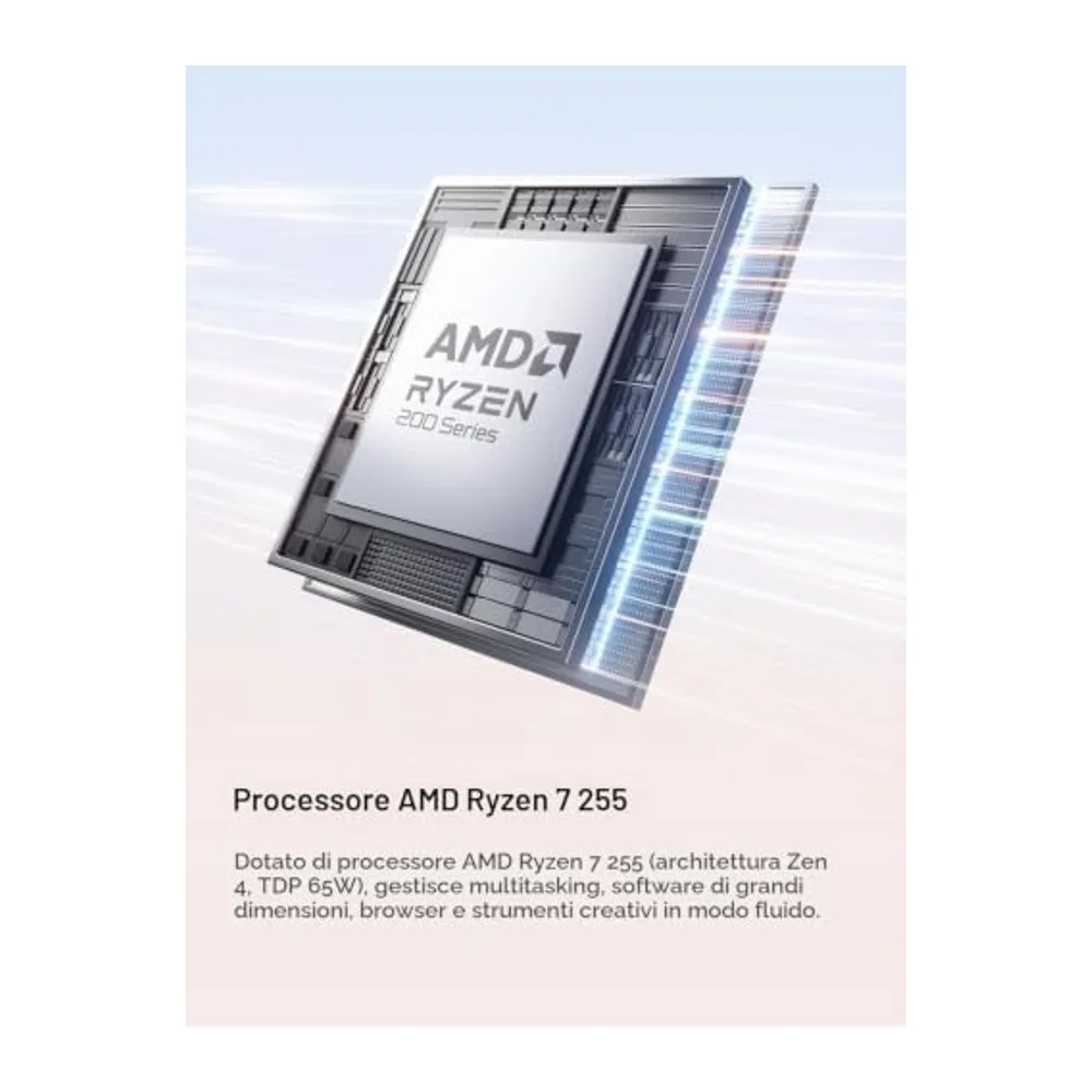 MINISFORUM AI X1-255 Mini PC, AMD Ryzen 7 255 8 core 16 thread processore fino a 4,9 GHz, AMD Radeon 780M, — 6