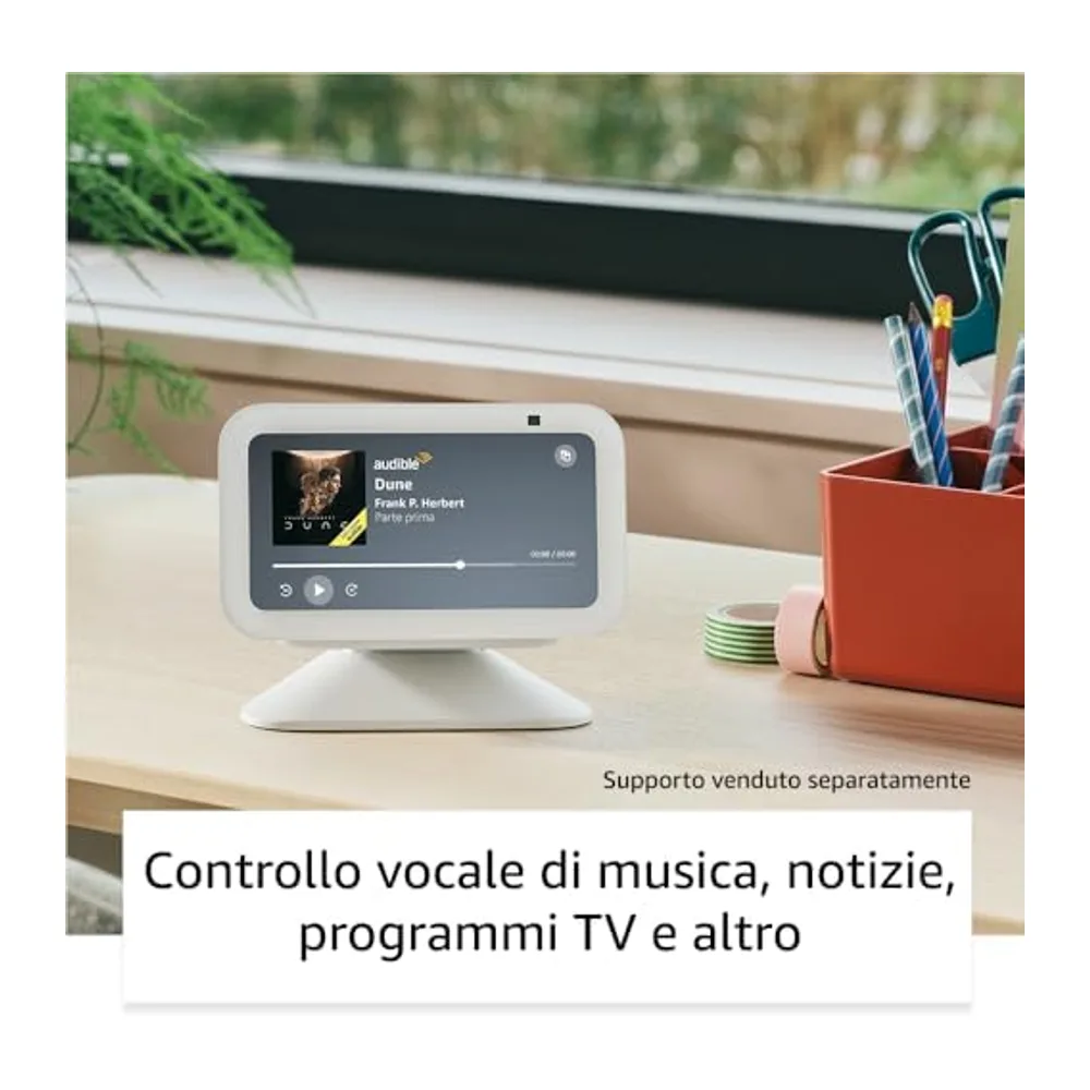 Echo Show 5 (Ultimo modello), Azzurro + Ring Videocamera esterna Plus a batteria, Bianco, guarda la tua — 3