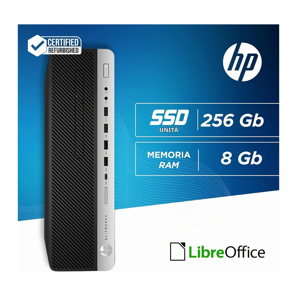 HP 600 G3 - Pc Desktop SFF Pronto All'Uso - Computer Pc Fisso Intel i5-6500 3.20 GHz - Ram 8Gb, SSD 256Gb - — 2
