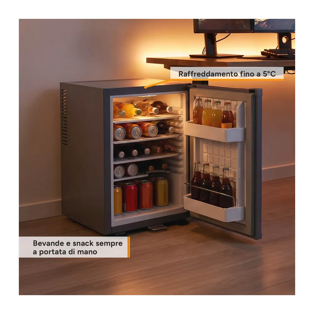 TZS First Austria - Mini Frigorifero 40L silenzioso - Piccolo Minifrigo con porta reversibile e luce interna — 6