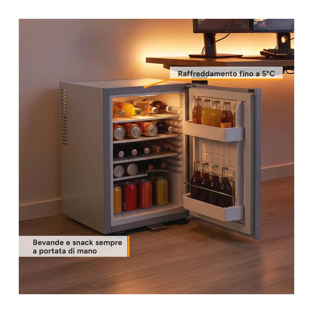 TZS First Austria - Mini Frigorifero 40L silenzioso - Piccolo Minifrigo con porta reversibile e luce interna — 6
