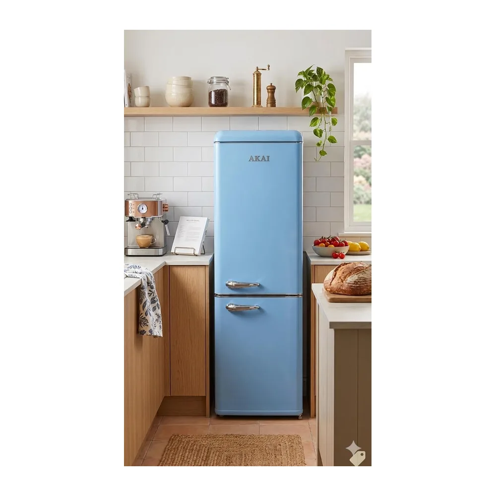 Akai Frigorifero Combinato Vintage Anni 50 CLASS301KBL 184,3x54,5 cm cl. E Blu — 2