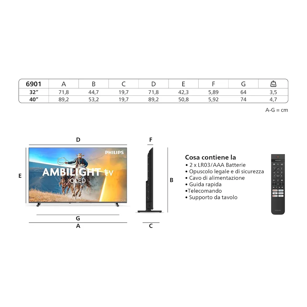 PHILIPS Ambilight TV 32PQS6901/12 32 Inch FHD QLED Smart TV [Classe di efficienza energetica E] — 3