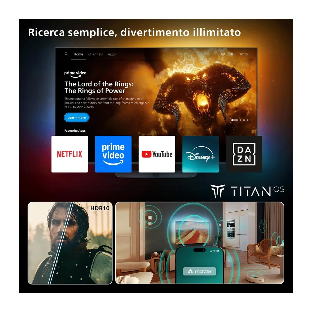 PHILIPS Ambilight TV 32PQS6901/12 32 Inch FHD QLED Smart TV [Classe di efficienza energetica E] — 6