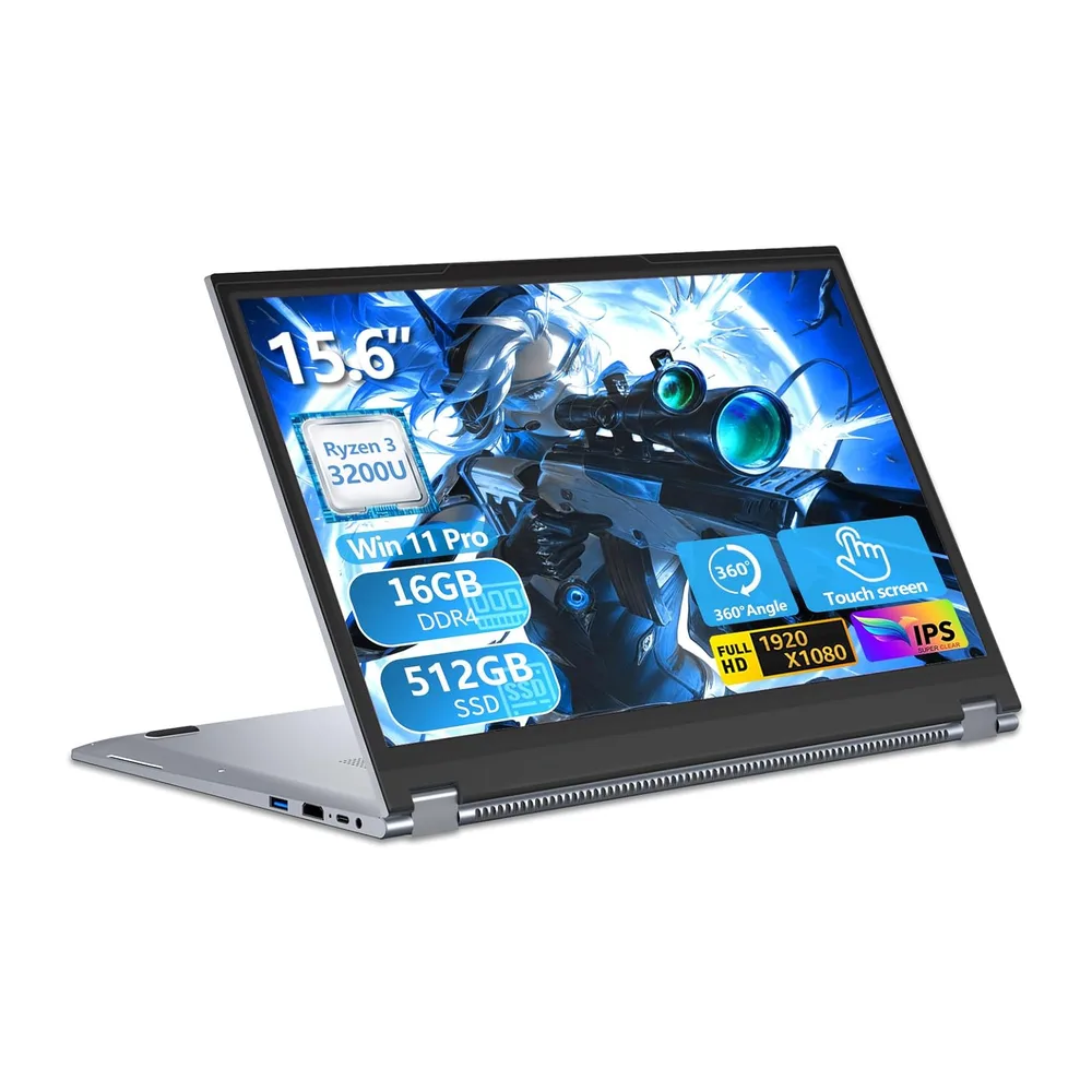 PC Portatile 2 in 1 Touchscreen 15,6 Pollici Ryzen R3-3200U (fino a 3,5 GHz)
