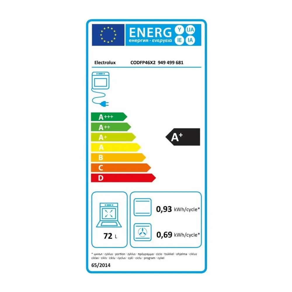 ELECTROLUX CODFP46X2 FORNO ELETTRICO INOX A+ SERIE 500 SURROUNDCOOK CON STEAMBAKE [Classe di efficienza — 4