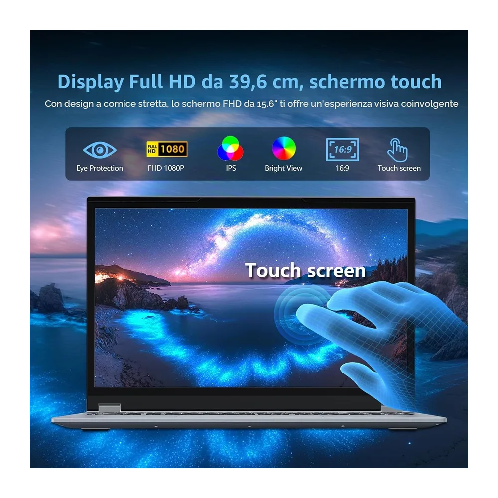 PC Portatile 2 in 1 Touchscreen 15,6 Pollici Ryzen R3-3200U (fino a 3,5 GHz) — 3