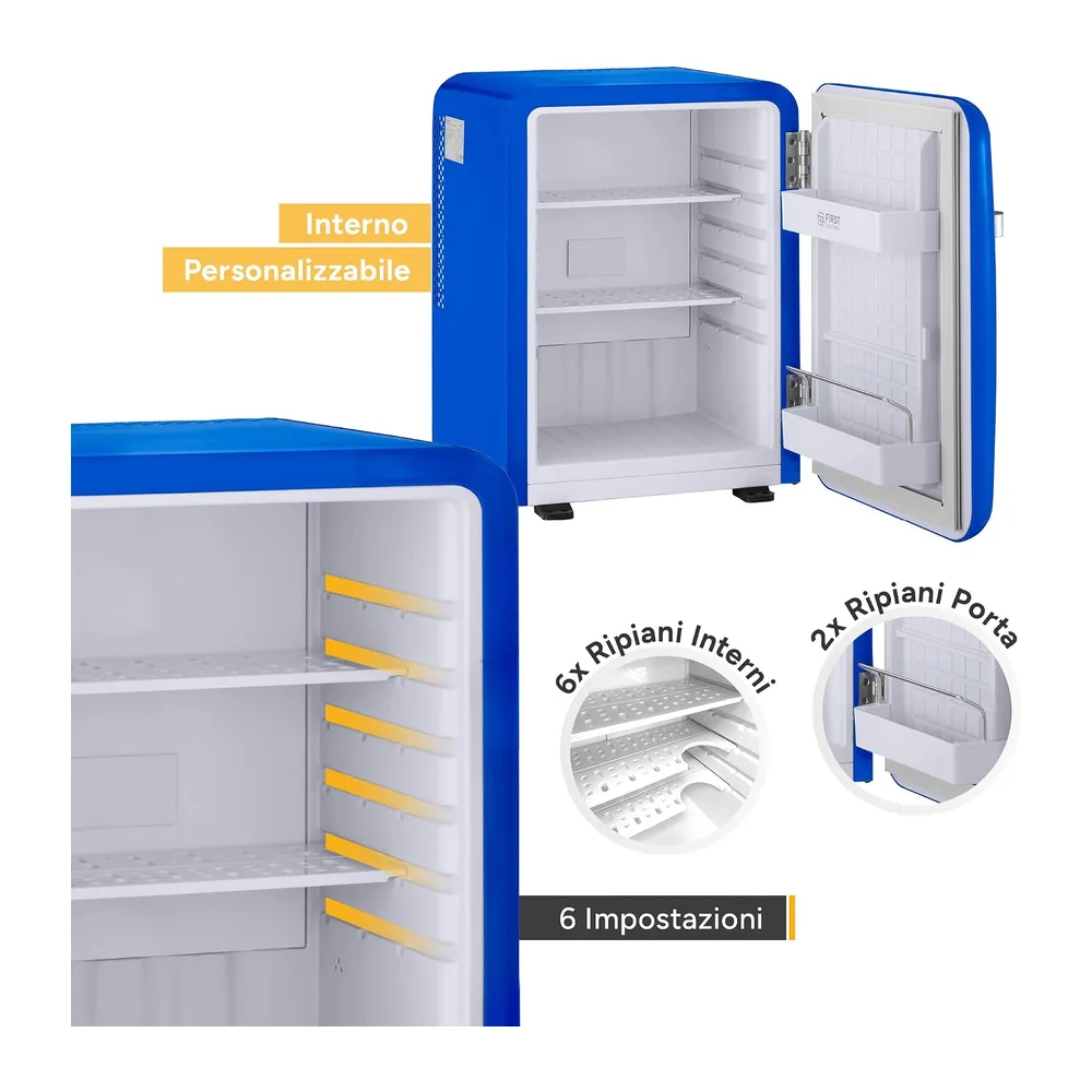 TZS First Austria - Mini Frigo Retro 40L - Silenzioso 22dB - Senza Compressore per Camera e Ufficio - Blu — 4