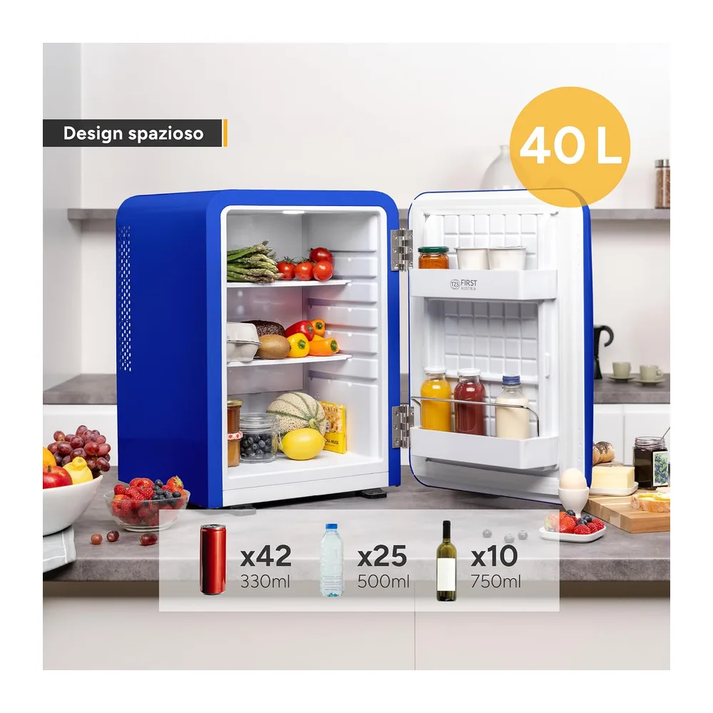 TZS First Austria - Mini Frigo Retro 40L - Silenzioso 22dB - Senza Compressore per Camera e Ufficio - Blu — 5