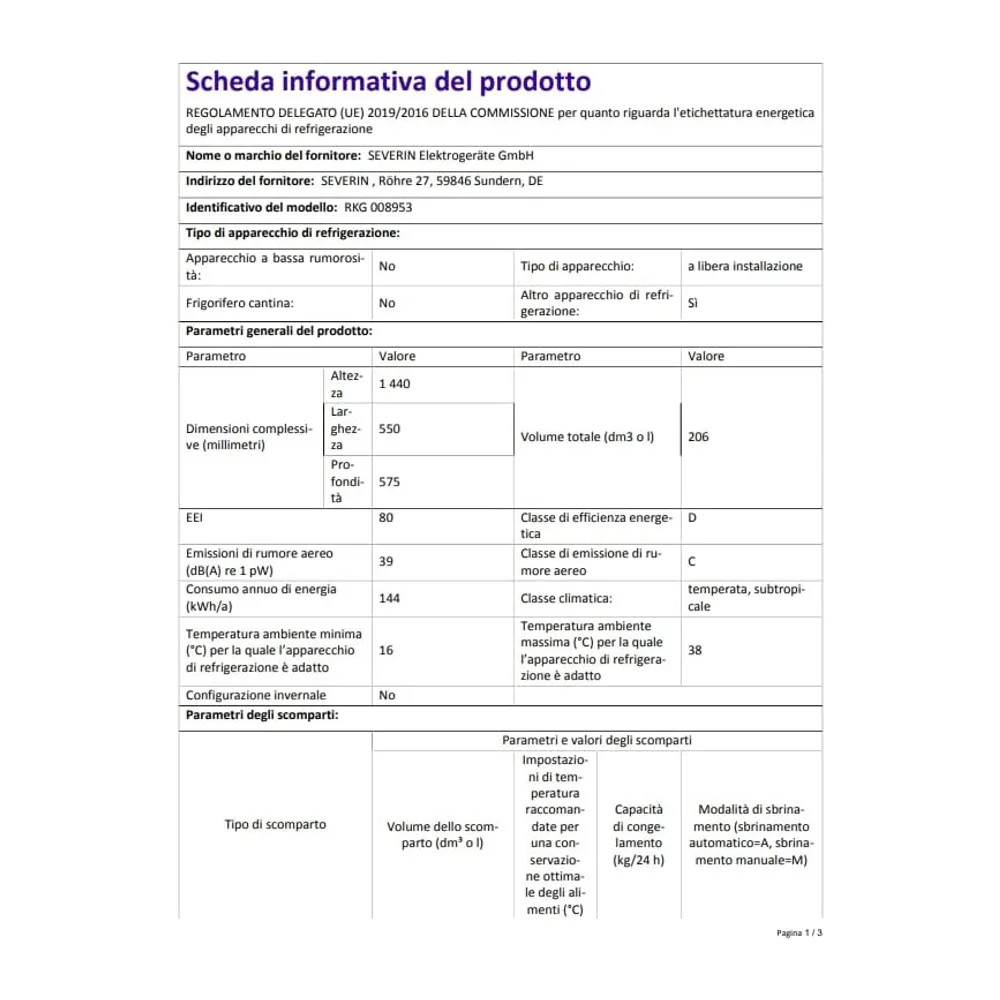 Severin RKG 8953 - Frigorifero/congelatore a doppia porta retrò [Classe di efficienza energetica D] — 5