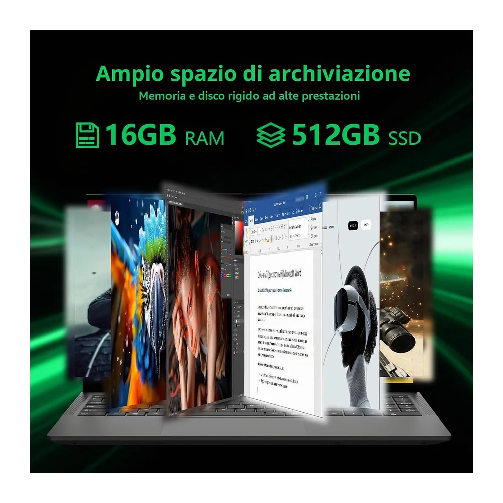 15.6 Pollici Pc Portatile, Processore Core 8100Y (3.4GHz),Computer Portatile 16GB RAM 512GB SSD, Notebook — 3