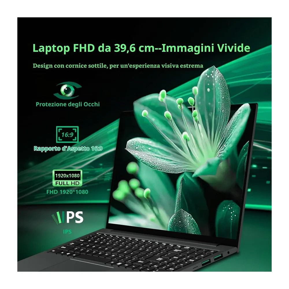 15.6 Pollici Pc Portatile, Processore Core 8100Y (3.4GHz),Computer Portatile 16GB RAM 512GB SSD, Notebook — 4