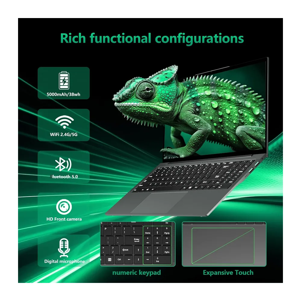 15.6 Pollici Pc Portatile, Processore Core 8100Y (3.4GHz),Computer Portatile 16GB RAM 512GB SSD, Notebook — 6