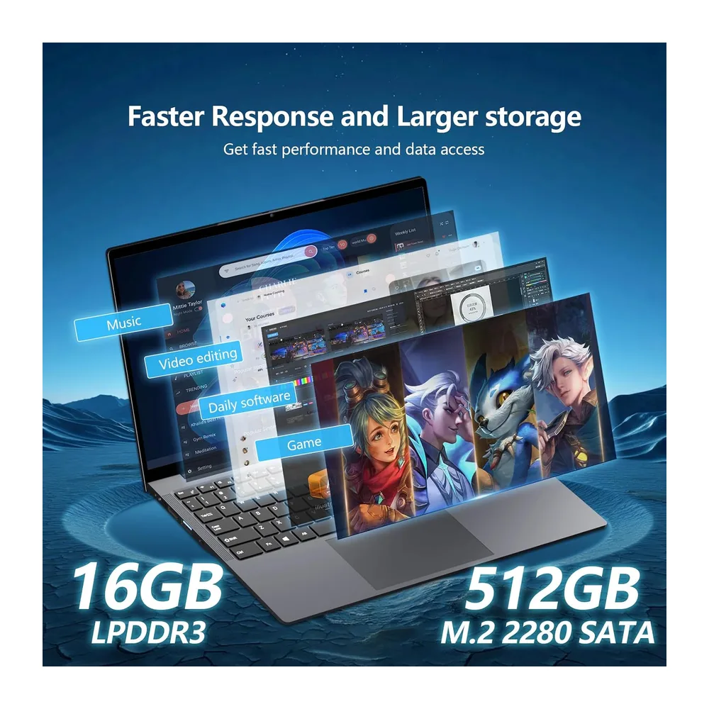 PC Portatile 15,6 Pollici Notebook Win 11 Core i3-8100Y Processore — 3