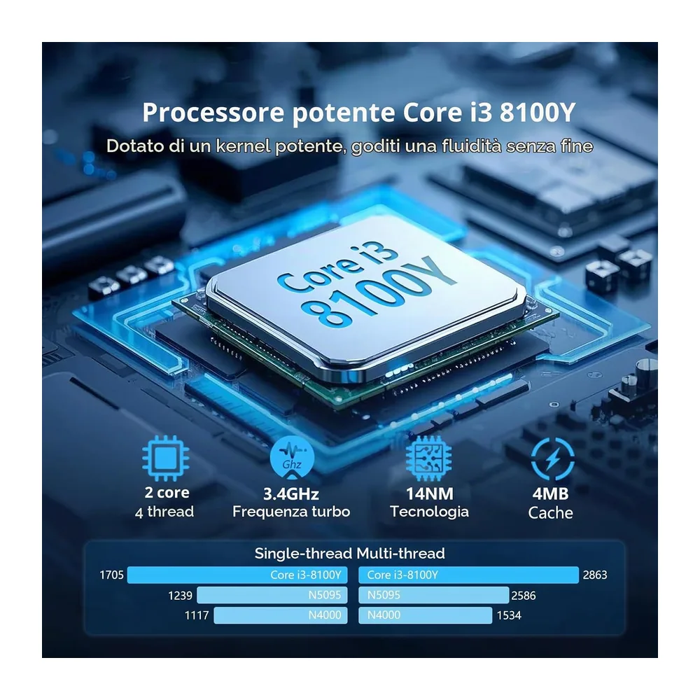 PC Portatile 15,6 Pollici Notebook Win 11 Core i3-8100Y Processore — 4