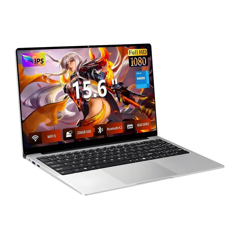PC Portatile 15,6 Pollici, FHD 1920×1080, Computer Portatile Processore Celeron N4000, Notebook 8GB RAM 256GB
