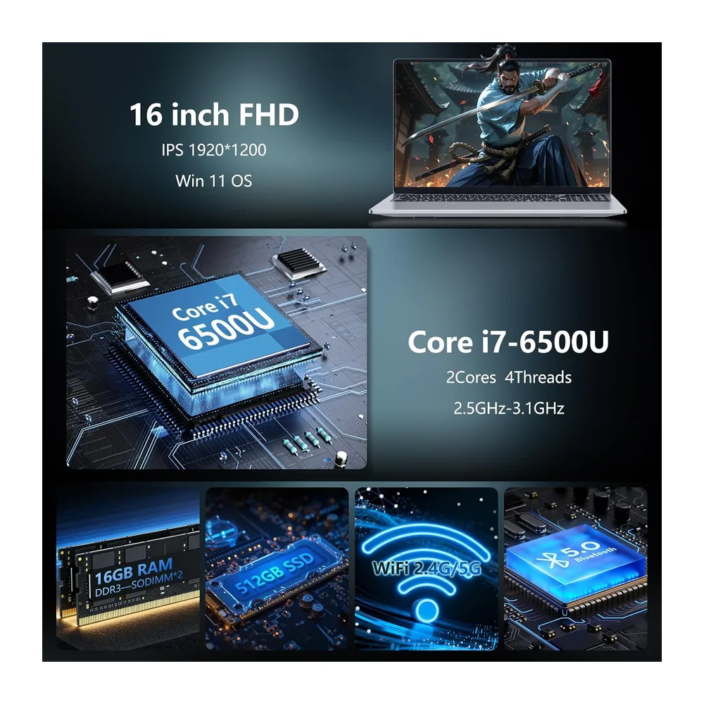 16" PC Portatile Core i7 6500U processore fino 3,1GHz — 2