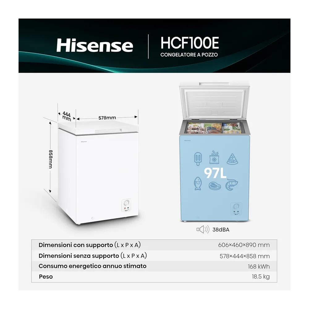 Hisense HCF100E NUOVO Congelatore a Pozzetto con capacità 97 litri — 2